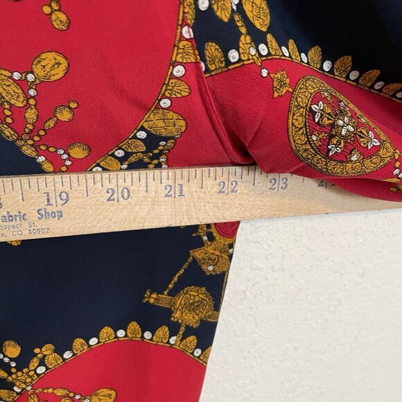 Vintage Silk Red Blue Gold Nautical Bomber Jacket Medium Regal Old Money - Picture 6 of 8